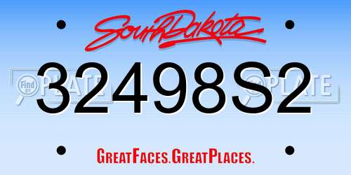 32498S2 South Dakota License Plate