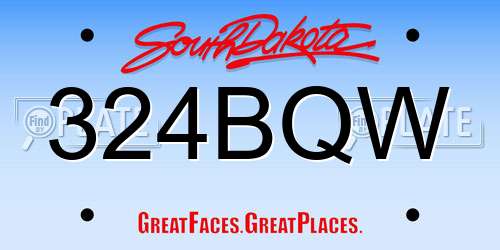 324BQW South Dakota License Plate