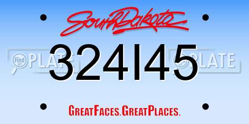 324I45 South Dakota License Plate