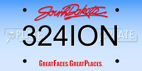 324ION South Dakota License Plate