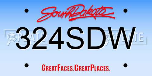 324SDW South Dakota License Plate