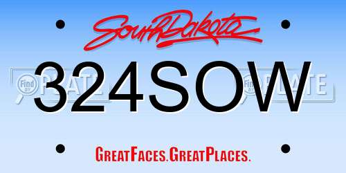 324SOW South Dakota License Plate