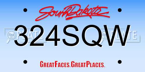324SQW South Dakota License Plate