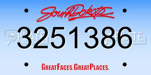 3251386 South Dakota License Plate