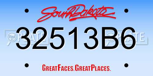 32513B6 South Dakota License Plate