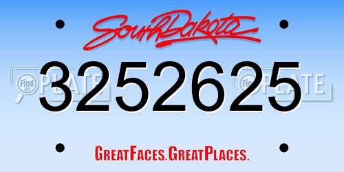 3252625 South Dakota License Plate