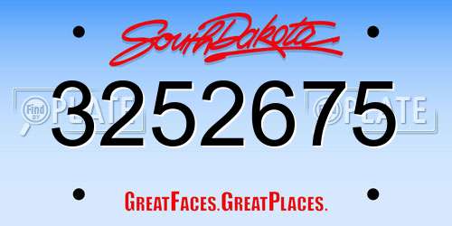 3252675 South Dakota License Plate