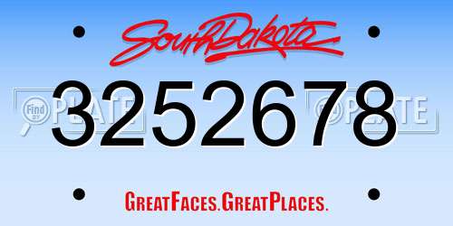 3252678 South Dakota License Plate