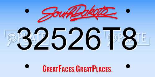 32526T8 South Dakota License Plate