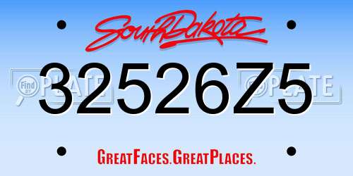 32526Z5 South Dakota License Plate