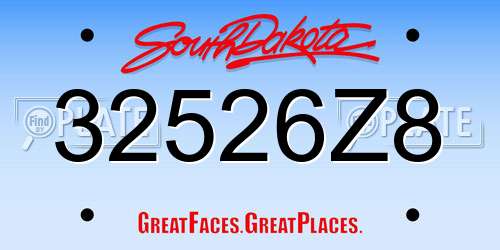 32526Z8 South Dakota License Plate