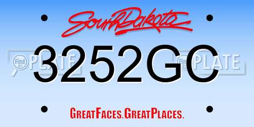3252GC South Dakota License Plate