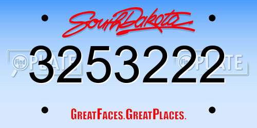 3253222 South Dakota License Plate