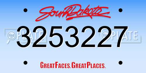 3253227 South Dakota License Plate