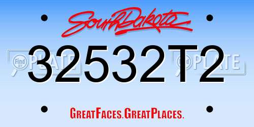 32532T2 South Dakota License Plate