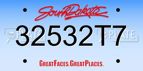 32532T7 South Dakota License Plate