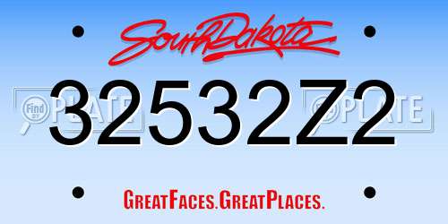 32532Z2 South Dakota License Plate