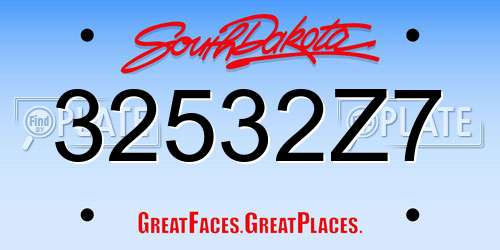 32532Z7 South Dakota License Plate