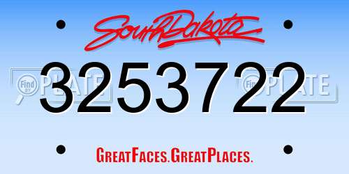 3253722 South Dakota License Plate