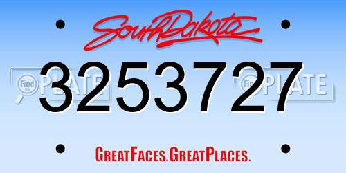 3253727 South Dakota License Plate