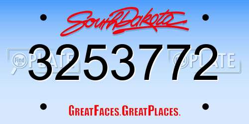 3253772 South Dakota License Plate