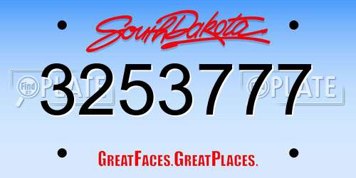 3253777 South Dakota License Plate