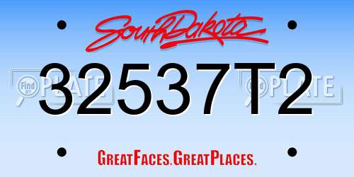 32537T2 South Dakota License Plate