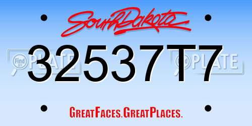 32537T7 South Dakota License Plate
