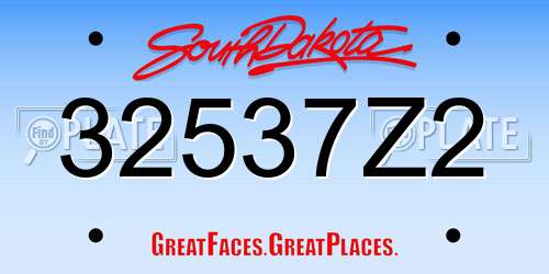 32537Z2 South Dakota License Plate