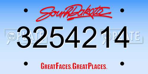 3254214 South Dakota License Plate