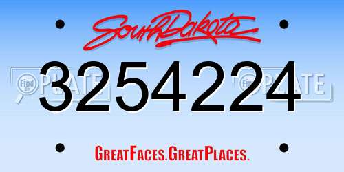 3254224 South Dakota License Plate