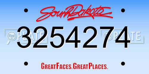 3254274 South Dakota License Plate