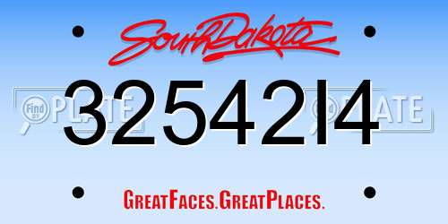 32542I4 South Dakota License Plate