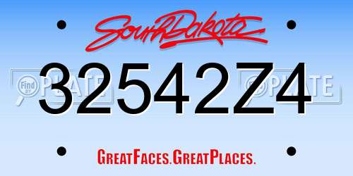 32542Z4 South Dakota License Plate