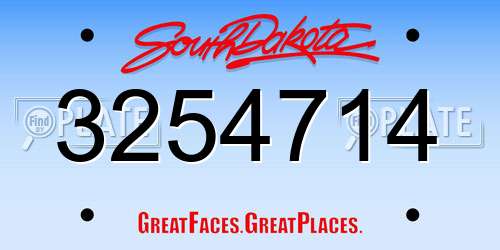 3254714 South Dakota License Plate