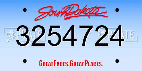 3254724 South Dakota License Plate