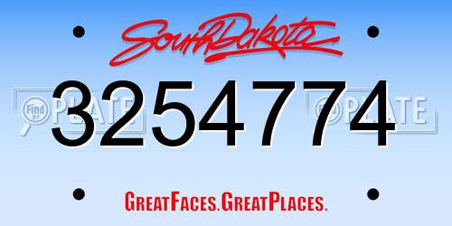 3254774 South Dakota License Plate