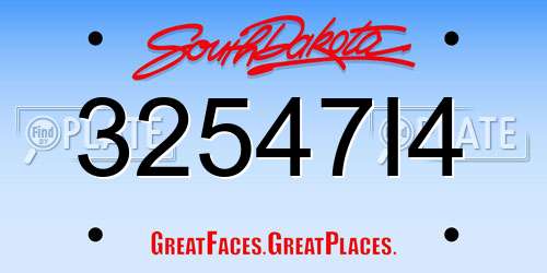 32547I4 South Dakota License Plate