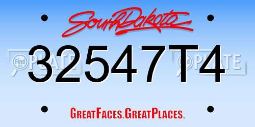 32547T4 South Dakota License Plate