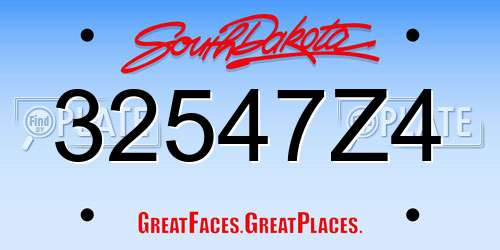 32547Z4 South Dakota License Plate