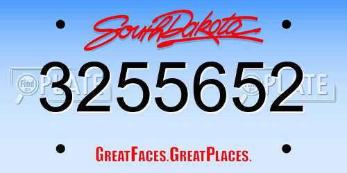 3255652 South Dakota License Plate