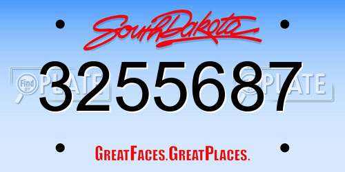 3255687 South Dakota License Plate
