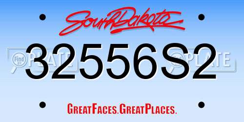 32556S2 South Dakota License Plate