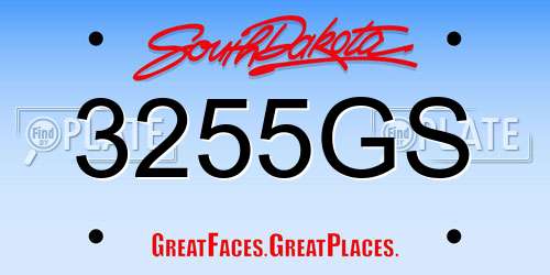 3255GS South Dakota License Plate