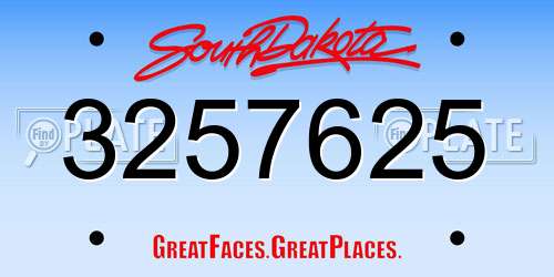 3257625 South Dakota License Plate