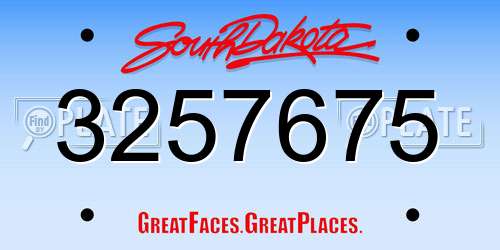 3257675 South Dakota License Plate