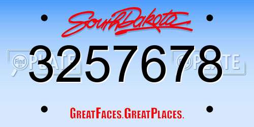 3257678 South Dakota License Plate
