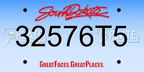 32576T5 South Dakota License Plate