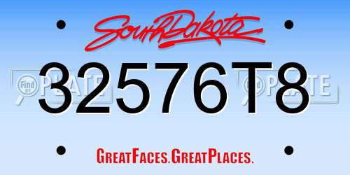 32576T8 South Dakota License Plate