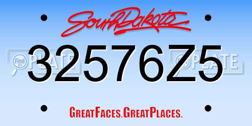 32576Z5 South Dakota License Plate